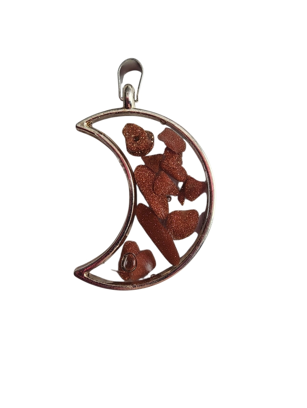 (2)Moon Crescent Pendant with Sunstone